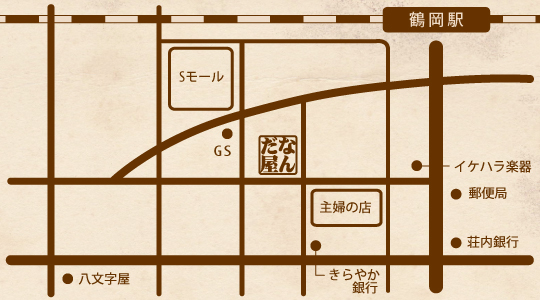鶴岡駅前からの地図